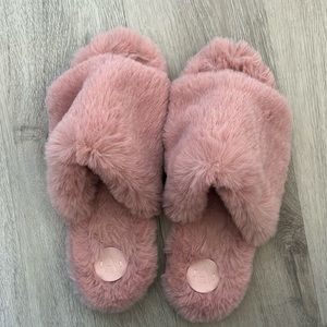 Anthropologie Fuzzy Pink Slippers